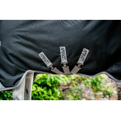 Capa Horseware Amigo 1200D Turnout 250g Preto / cinza titânio / prata