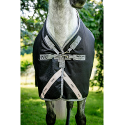 Capa Horseware Amigo 1200D Turnout 250g Preto / cinza titânio / prata
