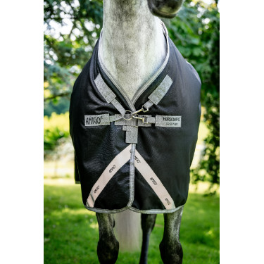 Capa Horseware Amigo 1200D Turnout 250g Preto / cinza titânio / prata