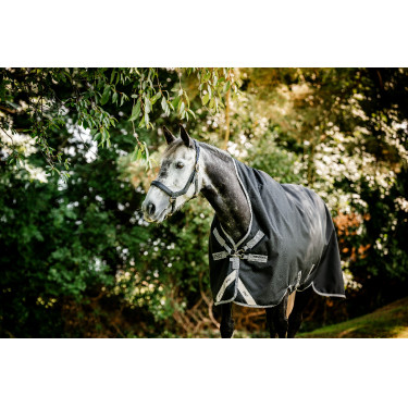 Cobertura Horseware Amigo 1200D Wug Turnout 150g Preto / cinza titânio / prata