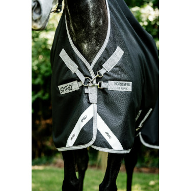 Cobertura Horseware Amigo 1200D Wug Turnout 150g Preto / cinza titânio / prata