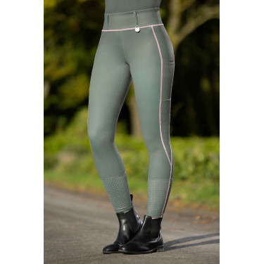Legging HKM Juna fundo 1/1 em silicone Cinza verde Legging HKM Juna fundo 1/1 em silicone Cinza verde