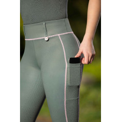 Legging HKM Juna fundo 1/1 em silicone Cinza verde Legging HKM Juna fundo 1/1 em silicone Cinza verde