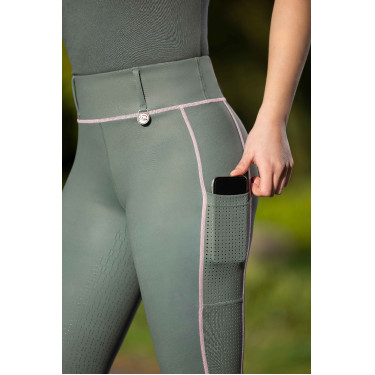 Legging HKM Juna fundo 1/1 em silicone Cinza verde Legging HKM Juna fundo 1/1 em silicone Cinza verde