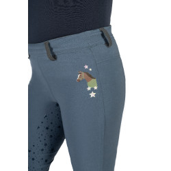 Legging HKM Pony Dream II com reforço completo em silicone Azul cinzento