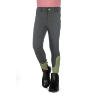 Calça HKM Claire com assento completo em silicone Cinza verde
