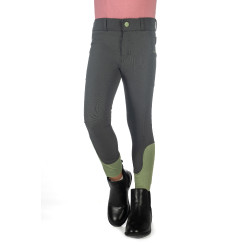 Calça HKM Claire com assento completo em silicone Cinza verde