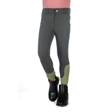 Calça HKM Claire com assento completo em silicone Cinza verde