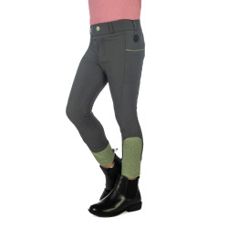 Calça HKM Claire com assento completo em silicone Cinza verde