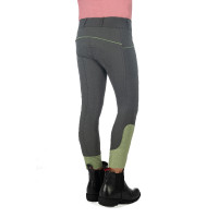 Calça HKM Claire com assento completo em silicone Cinza verde