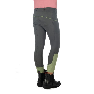 Calça HKM Claire com assento completo em silicone Cinza verde