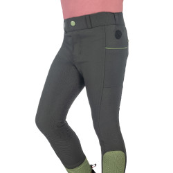 Calça HKM Claire com assento completo em silicone Cinza verde