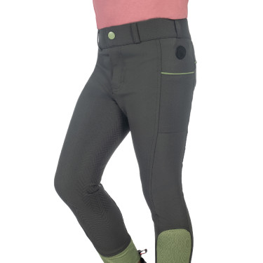 Calça HKM Claire com assento completo em silicone Cinza verde