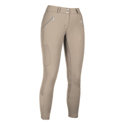 Calça HKM Lia cintura alta fundo 1/1 em Alos Bege