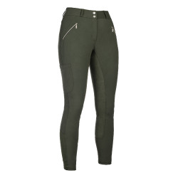 Calça HKM Lia cintura alta fundo 1/1 em Alos Verde-oliva
