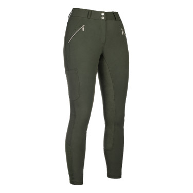 Calça HKM Lia cintura alta fundo 1/1 em Alos Verde-oliva Calça HKM Lia cintura alta fundo 1/1 em Alos Verde-oliva