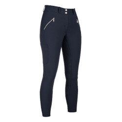 Calça HKM Lia cintura alta fundo 1/1 em Alos Azul escuro