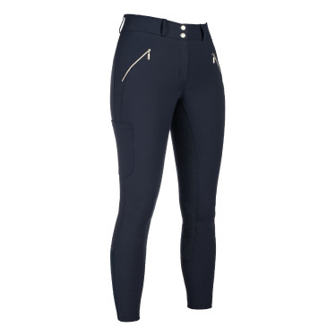 Calça HKM Lia cintura alta fundo 1/1 em Alos Azul escuro Calça HKM Lia cintura alta fundo 1/1 em Alos Azul escuro