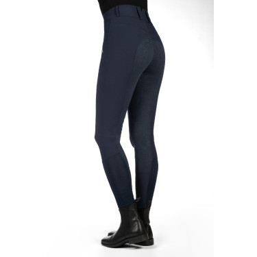 Calça HKM Lia cintura alta fundo 1/1 em Alos Azul escuro Calça HKM Lia cintura alta fundo 1/1 em Alos Azul escuro