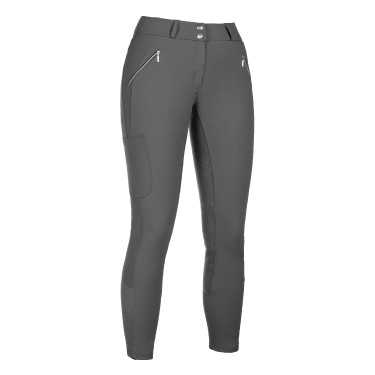 Calça HKM Lia cintura alta fundo 1/1 em Alos Cinzento Calça HKM Lia cintura alta fundo 1/1 em Alos Cinzento