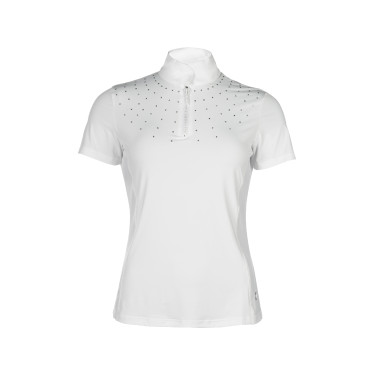 Polo de competição HKM Skadi de manga curta feminino Branco Polo de competição HKM Skadi de manga curta feminino Branco