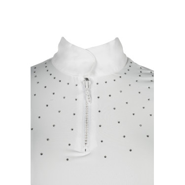 Polo de competição HKM Skadi de manga curta feminino Branco Polo de competição HKM Skadi de manga curta feminino Branco