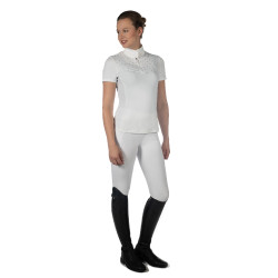 Polo de competição HKM Skadi de manga curta feminino Branco Polo de competição HKM Skadi de manga curta feminino Branco