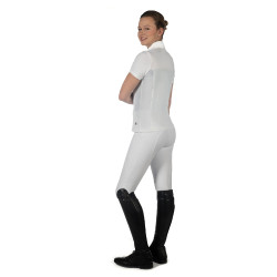 Polo de competição HKM Skadi de manga curta feminino Branco Polo de competição HKM Skadi de manga curta feminino Branco