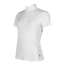 Polo de competição HKM Skadi de manga curta feminino Branco Polo de competição HKM Skadi de manga curta feminino Branco