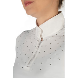 Polo de competição HKM Skadi de manga curta feminino Branco Polo de competição HKM Skadi de manga curta feminino Branco