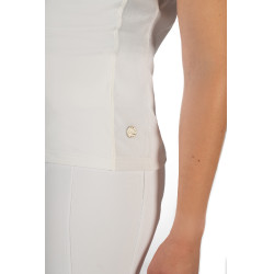 Polo de competição HKM Skadi de manga curta feminino Branco Polo de competição HKM Skadi de manga curta feminino Branco