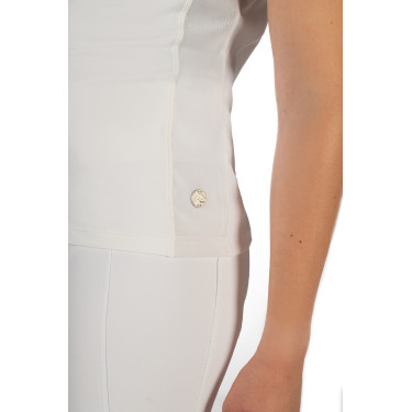 Polo de competição HKM Skadi de manga curta feminino Branco Polo de competição HKM Skadi de manga curta feminino Branco