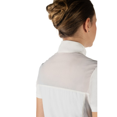 Polo de competição HKM Skadi de manga curta feminino Branco Polo de competição HKM Skadi de manga curta feminino Branco