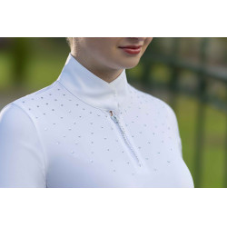 Polo de competição HKM Skadi de manga curta feminino Branco Polo de competição HKM Skadi de manga curta feminino Branco
