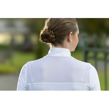 Polo de competição HKM Skadi de manga curta feminino Branco Polo de competição HKM Skadi de manga curta feminino Branco