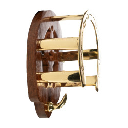 Suporte para cabeçadas em forma de ferradura HKM em madeira e latão Latão Ouro