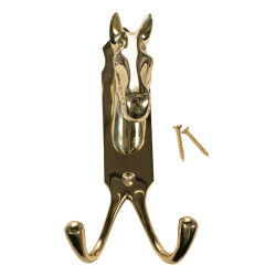 Suporte para cabeça de cavalo HKM com gancho duplo de latão Suporte para cabeça de cavalo HKM com gancho duplo de latão