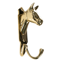 Suporte para cabeça de cavalo HKM com gancho duplo de latão Suporte para cabeça de cavalo HKM com gancho duplo de latão