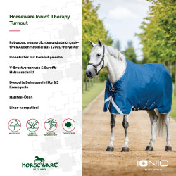 Capa Horseware Ionic Therapy Turnout 100g Bleu imperial / argent /Marine Azul Capa Horseware Ionic Therapy Turnout 100g Bleu imperial / argent /Marine Azul