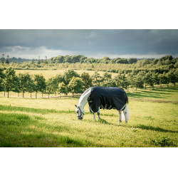 Capa Horseware Rambo 1680D Turnout 0g Preto / tempestade / cinza prateado
