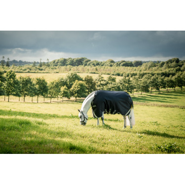 Capa Horseware Rambo 1680D Turnout 0g Preto / tempestade / cinza prateado