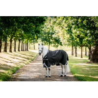 Capa Horseware Rambo 1680D Turnout 100g Preto / tempestade / cinza prateado