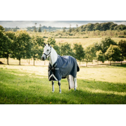 Capa Horseware Rambo 1680D Turnout 450g VL Marinho / tempestade / cinza prateado Azul-marinho
