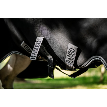 Capa Horseware Rambo 1680D Turnout 450g VL Preto / tempestade / cinza prateado