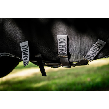 Capa Horseware Rambo 1680D Turnout 450g VL Preto / tempestade / cinza prateado