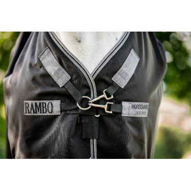 Capa Horseware Rambo 1680D Turnout 450g VL Preto / tempestade / cinza prateado