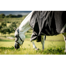Capa Horseware Rambo 1680D Turnout 450g VL Preto / tempestade / cinza prateado