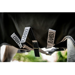 Capa Horseware Rambo 1680D Turnout 50g Preto / tempestade / cinza prateado