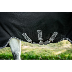 Capa Horseware Rambo 1680D Turnout 50g Preto / tempestade / cinza prateado