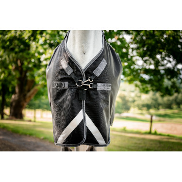 Capa Horseware Rambo 1680D Turnout 50g Preto / tempestade / cinza prateado